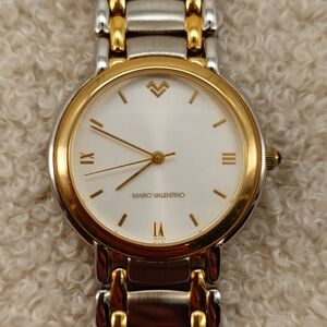 Mario Valentino Vintage Unisex Dress Watch Two-tone Japan Movt NEW BATTERY 32 mm